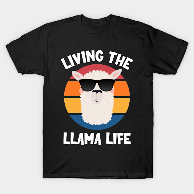 Living The Llama Life | Funny Kawaii Llama with Sunset T-Shirt by SnuggleNook